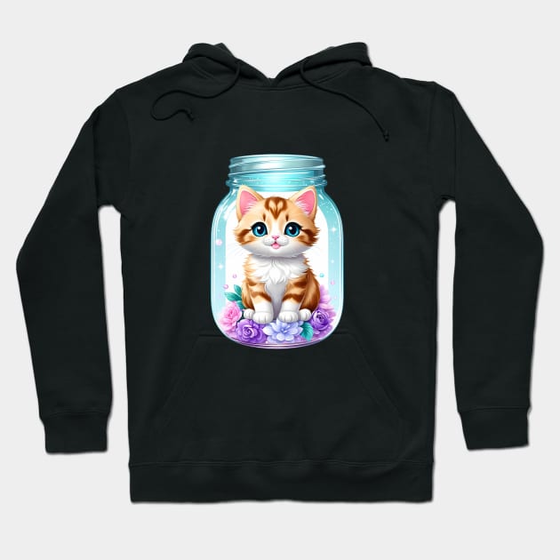 Cute Cat With Flowers Blooming In Mason Jar Hoodie by HappyDigitalPOD